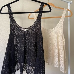 Black and White Lace Tank Tops
